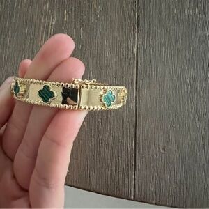 Fossil watch & Gold Bracelet with Green Clover Accents